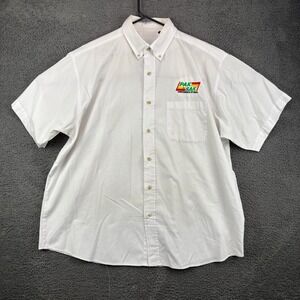 Mens XL White PAK SAK Short Sleeve Button Up Shirt Convenience Store Uniform Top